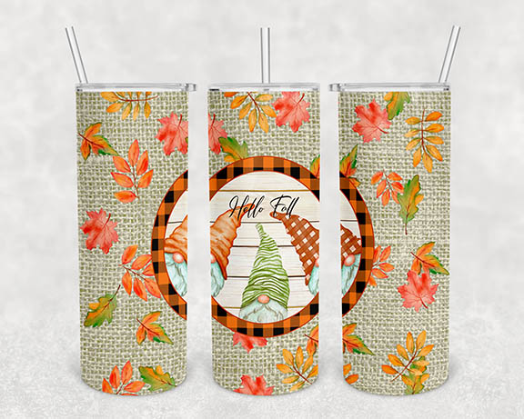 “Hello Fall” 20oz Gnome Tumbler